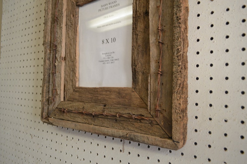 Rustic Barnwood Picture Frame 8 X 10 Double w/ Barbed Wire. Etsy