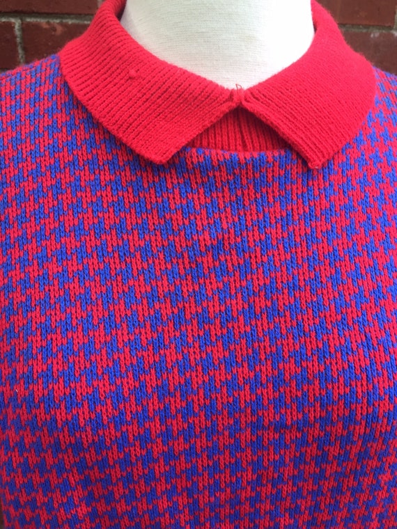 Vintage red and blue collared sweater/Size:Medium - image 2