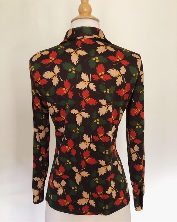 Vintage polyester 70's button down long sleeve bl… - image 6