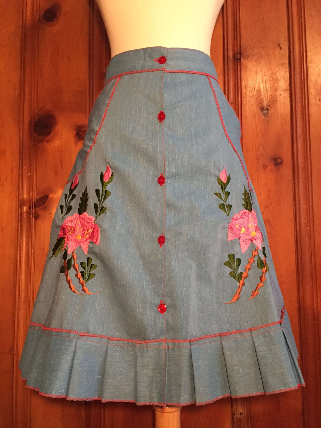 Embroidered Flower Skirt - Etsy
