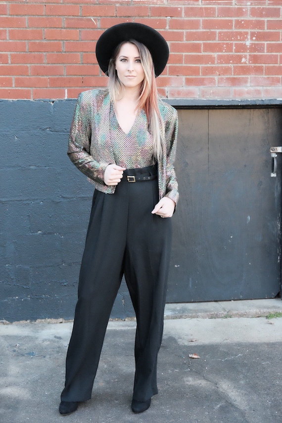 Vintage sequin jumpsuit/80s/90's/sequin jacket/Siz