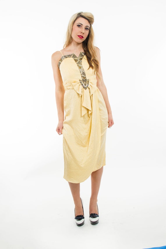 Vintage Yellow Beaded Dress Gem