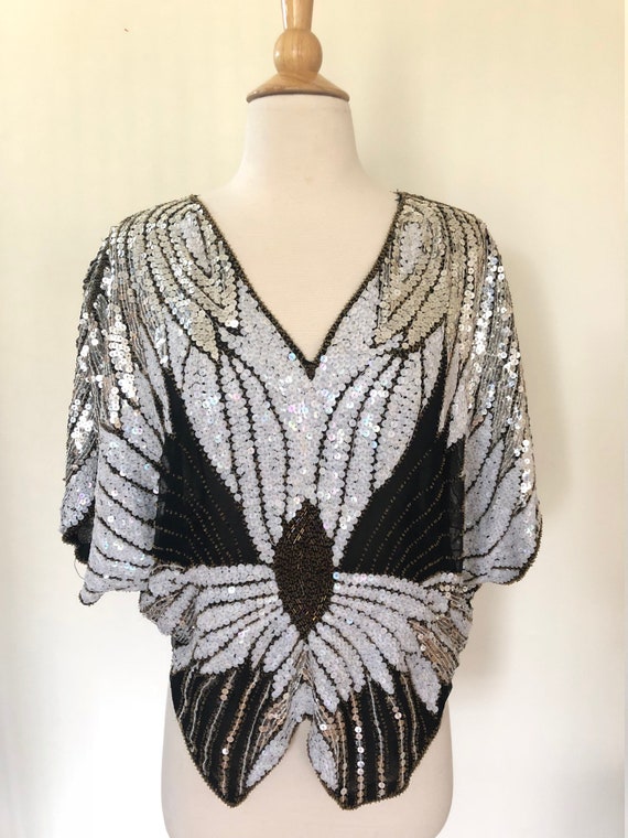 Vintage Papillon sequin glam top/Los Angeles/One s