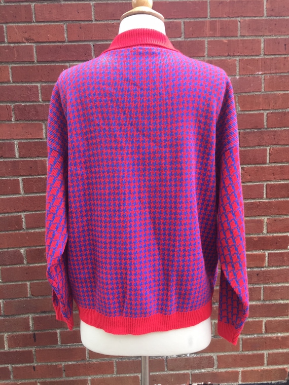 Vintage red and blue collared sweater/Size:Medium - image 4