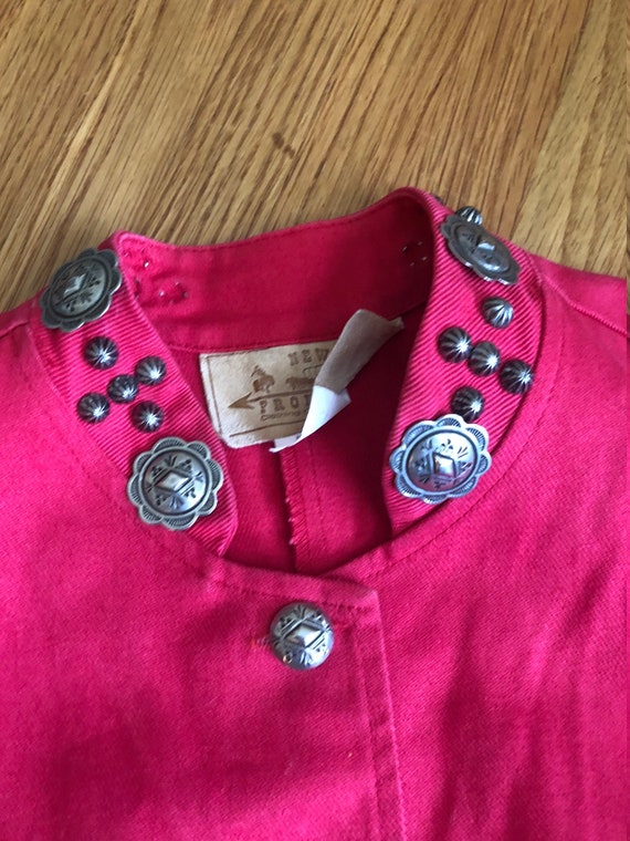 Vintage western salmon pink denim vestStuddedMedium
