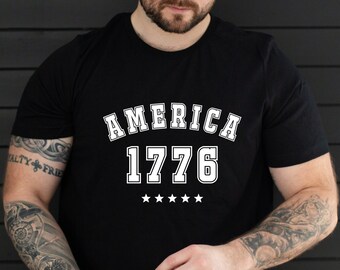 America 1776 Shirt, 1776, Patriotic Mens Tshirt, Patriot Tee, Veteran Shirt, Republican Gift, Take Back America, Support Our Troops, 45