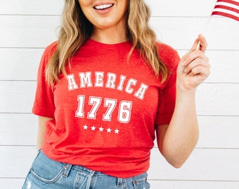 America 1776 Shirt, 1776, Patriotic Womens Tshirt, Patriot Tee, Veteran Shirt, Republican Gift, Take Back America, Support Our Troops, 45