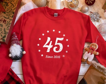 Trump 45 Sweatshirt Republican Gift MAGA Christmas Sweater Make America Great Again 45 Donald Trump Gift