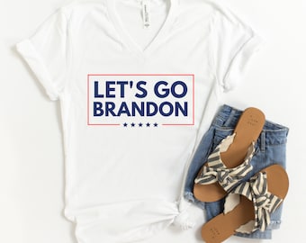 Lets Go Brandon Shirt LGB T-Shirt Anti Joe Biden Tshirt Trump 2024 Funny Political Womens V-Neck
