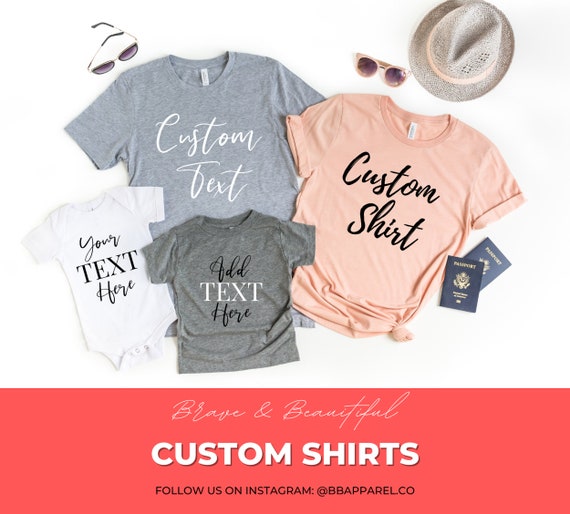 Custom Shirt Your Text Here Personalized Shirts Customized | Etsy