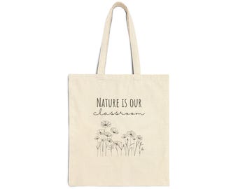 Nature Homeschool Cotton Canvas Tote Bag - Eco-Friendly Reusable Shopping Bag, Teacher Gift, Back to School
