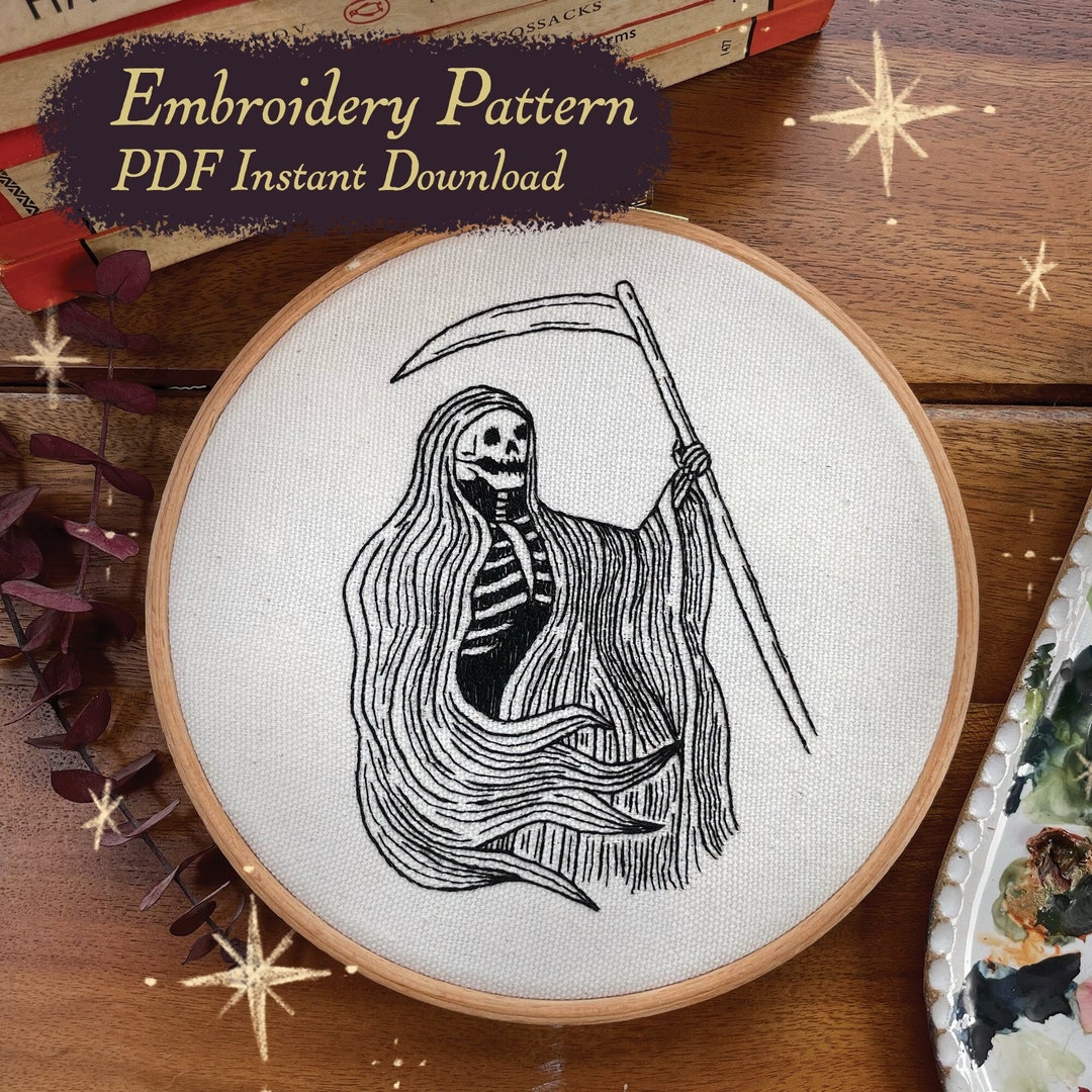 Deathsinger Pattern Figure of Death Hand Embroidery Pattern | Instant Download Embroidery ...