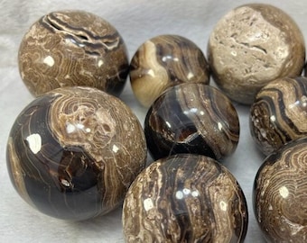 Handmade Chocolate Calcite Sphere, Polished Brown Calcite Ball