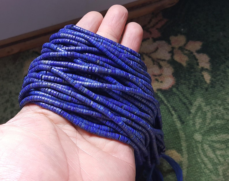 5PCs 4mm Unpolished Turkmen beads strands 16 Lapis Lazuli Necklace stranding threads string