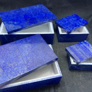 Lapis lazuli  box ,lapis lazuli gift box, Jewelry Boxes,set of 4 Beautiful lapis lazuli and white Marble Mosaic Jewelry boxes different size