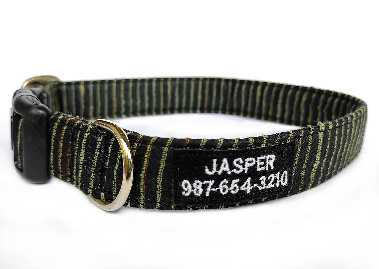 Custom ID silk blend dog collar/ rustic silk woven dog collar/ Etsy