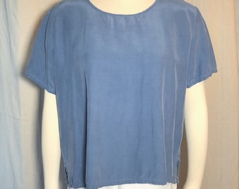 90s Cornflower Blue Boxy Short Sleeve Top M/L