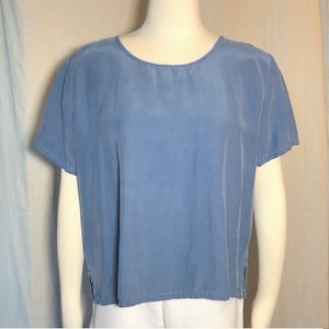 90s Cornflower Blue Boxy Short Sleeve Top M/L