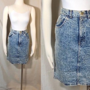 80s 90s Acid Wash Denim Pencil Skirt S
