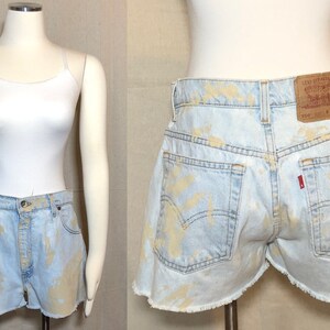 90s Paint Splattered Levi&#39;s 550 Cut Offs 13 M/L