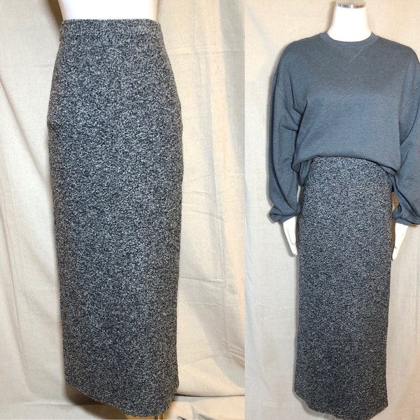 90s Gray Boucle Maxi Skirt XS / S