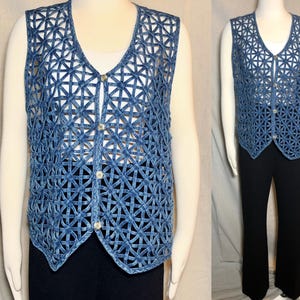 Chaleco vaquero de tejido abierto de los 90 XL