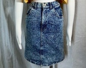 80s 90s Acid Wash Denim Pencil Skirt S