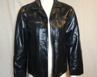90s Gap Black Leather Jacket S