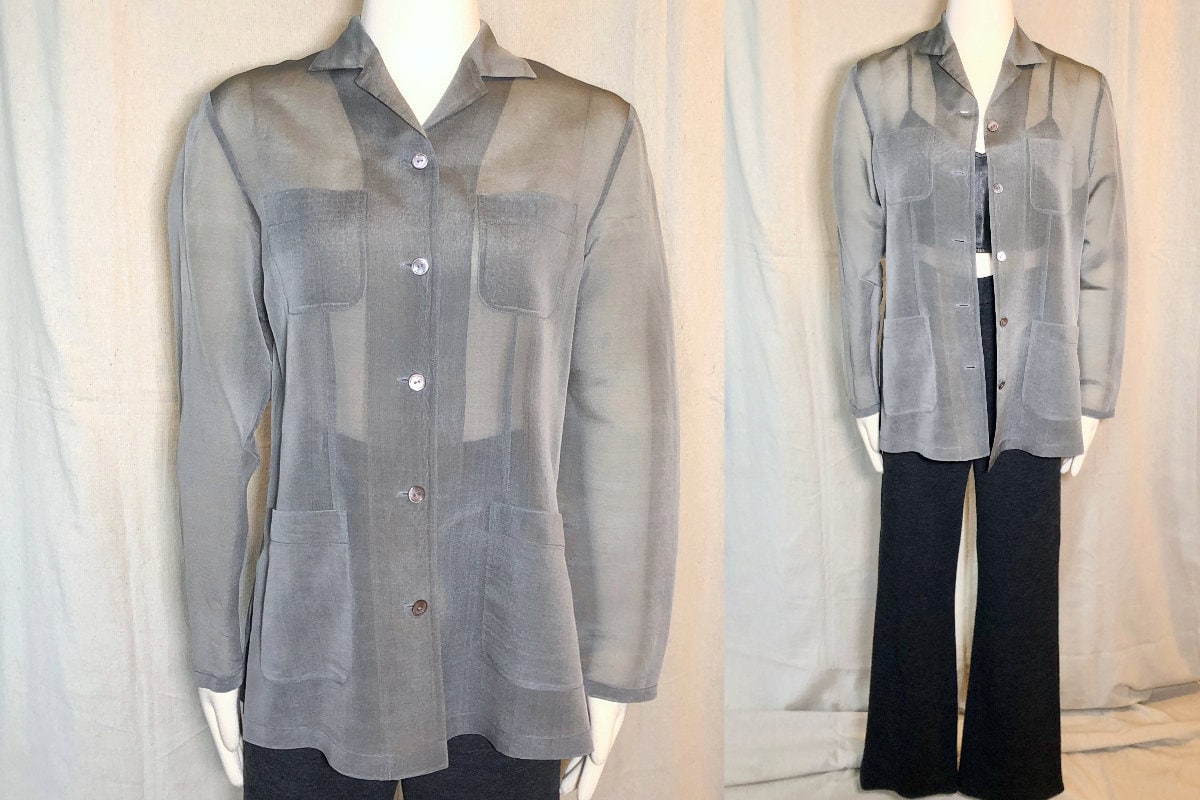 silver chiffon blouse
