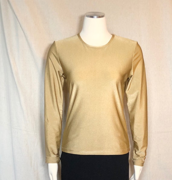 90s Express Tricot Gold Stretch Long Sleeve Top M