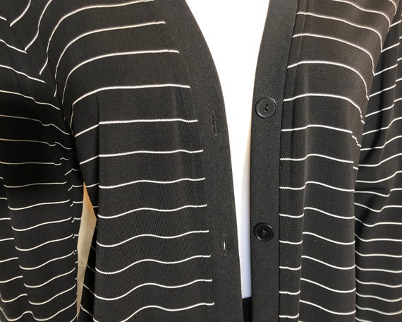 90s Liz Claiborne Black/White Striped Jersey Card… - image 3