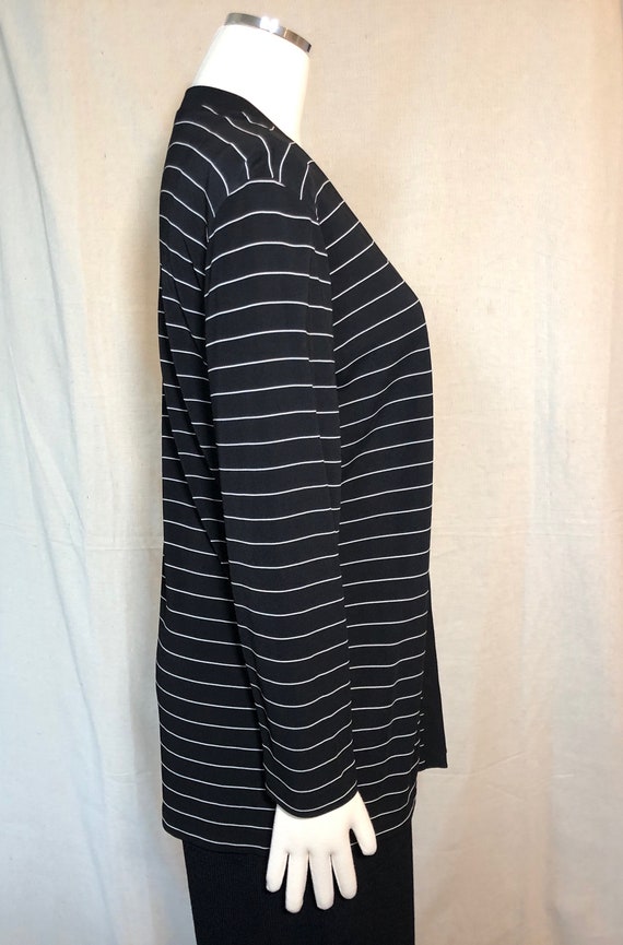 90s Liz Claiborne Black/White Striped Jersey Card… - image 4