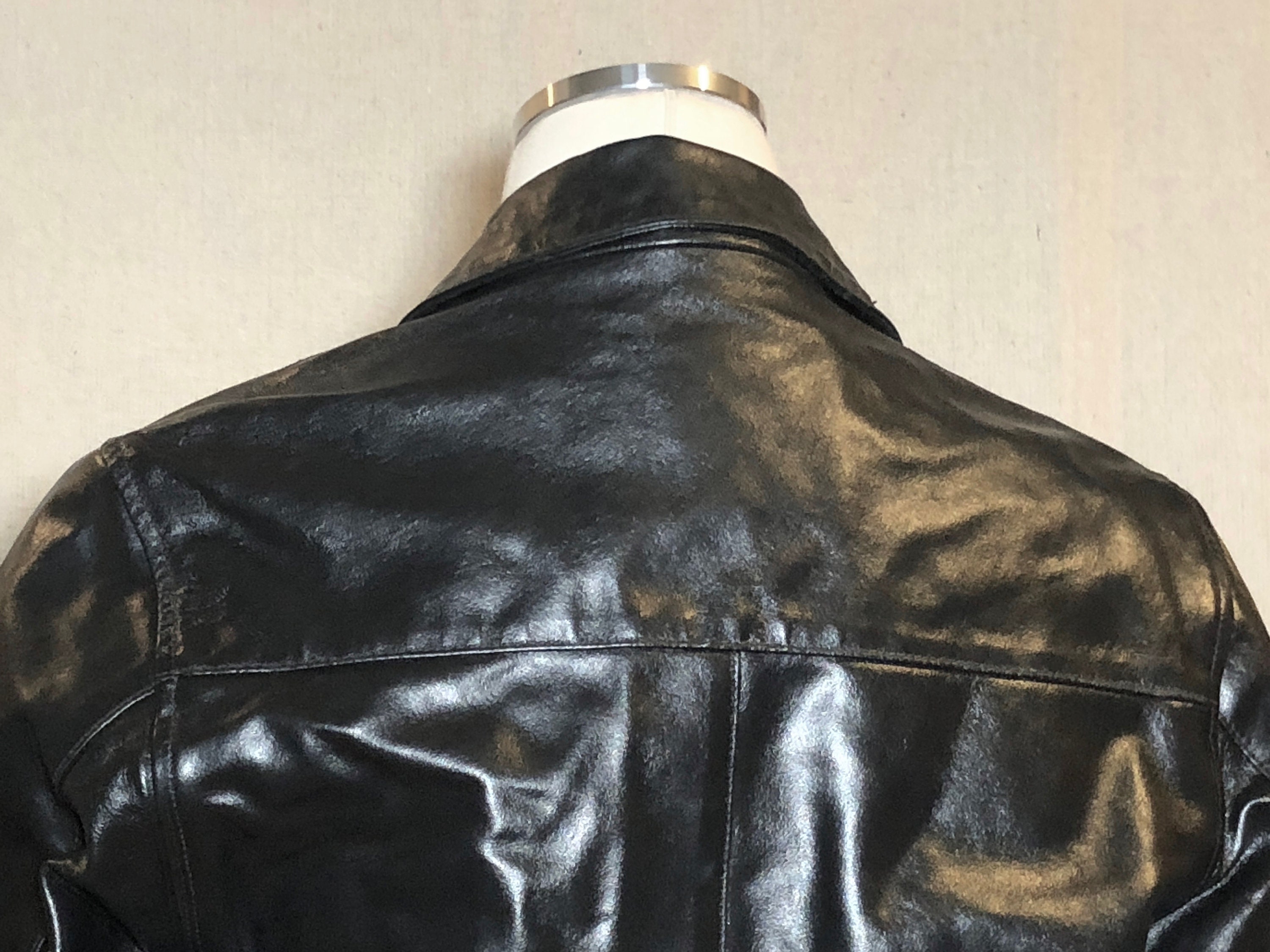 90s Gap Black Leather Jacket S - Etsy