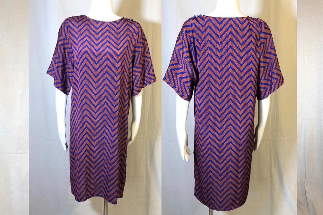 80s Royal Blue Cape Dress main image 1