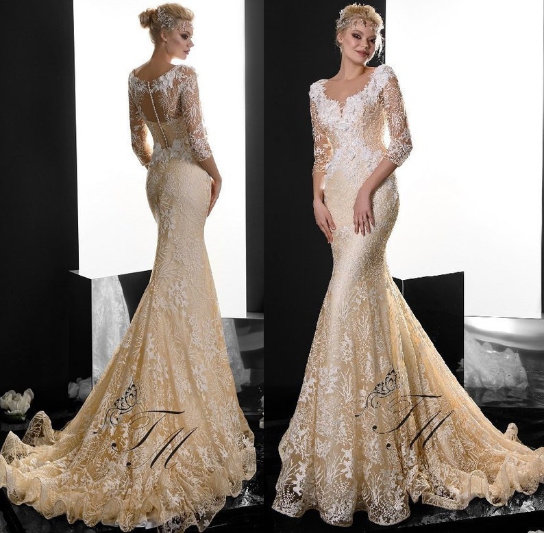 Closed Back Mermaid Wedding Dress