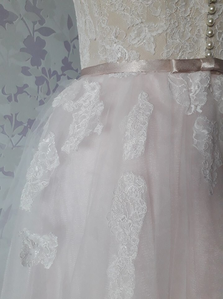 Blush Floral Wedding Dress With Lace Corset Lace Back With Etsy