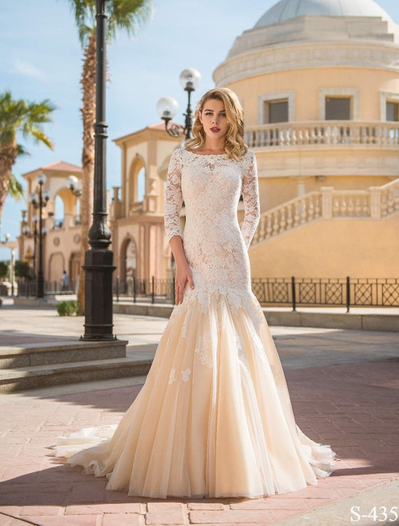 lace illusion neckline wedding dress