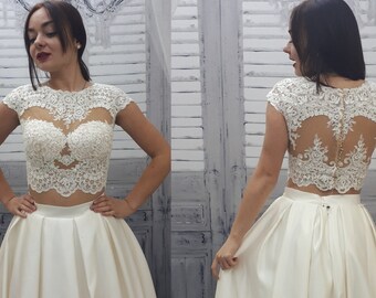 Bridal top , Lace wedding top , separate lace top , top for a wedding dress , transformer dress