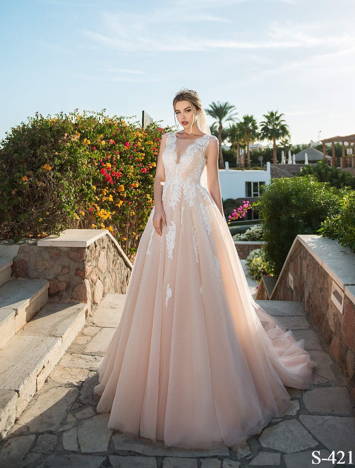 Light Pink Tulle Wedding Dress With Nude Lace Corset Long - Etsy