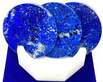 3pc Blue Jean  Lapis Lazuli Coasters with Octagon Shaped Marble coaster holder