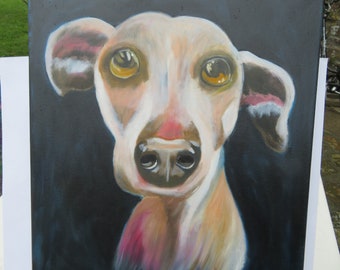 Original Oil Painting of One Sad Sweet Dog, looking for his forever home.