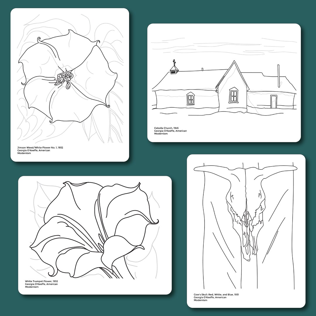Georgia O'keeffe Coloring Sheets - Etsy
