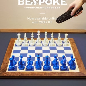 Bespoke Tournament Chess Set, Wooden Leather Lacquered Bold Chess Set, Resin Chess Pieces, Housewarming Gift, Luxury Gift for Him
