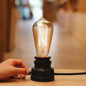 Retro Lamp - Industrial Desk Lamp - Metal Lamp With Brass Dimmer - Small Lamp - Desk Lamp - Wedding Gift - Unique Table Lamp