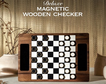 Premium dambordschaakset - walnoot, messing en leer dambordschaakset - gepersonaliseerd dambordspel - dambord - Premiumcadeaus