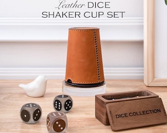 Leather Backgammon Dice Cups - High Quality Leather & Wood Resin Material - Dice Games - Leather Shaker - Dice Cup with Lid - Pen Holder