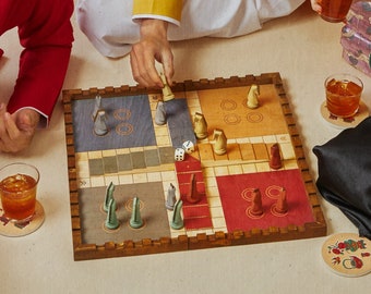 Ludo de madera premium - Ludo premium - Juego de mesa Ludo - Carrera de caballos de Troya - Juego de mesa de estrategia Ludo - Juego de mesa Cờ Cá Ngựa