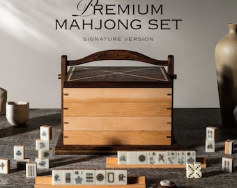 Luxury Mahjong Set, Premium Traditional-American Mahjong Set, Wooden Chinese Book Basket Mahjong Set, Classic Mahjong, Pung Chow,Luxury Gift