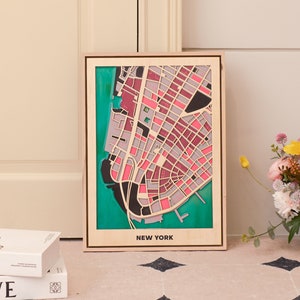 Wooden City Map - Art Poster City Map - Wall Decor - Any City Laser Cut Map - Resin Wooden Map - Housewarming Gift - USA South Coast