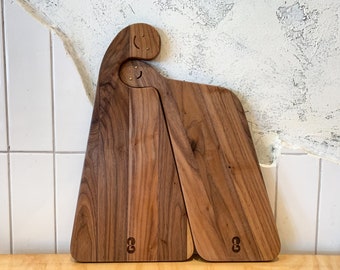 Plateau de service pour couple - planche de service en noyer - lot de 2 palettes de charcuterie - cadeau pour les couples - cadeau de mariage personnalisé - cadeau de pendaison de crémaillère